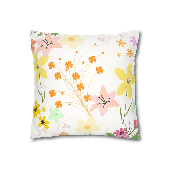 Floral Faux Suede Square Pillowcase